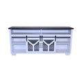 White Walnut Media Storage Cabinet with LED Light Strips U99327