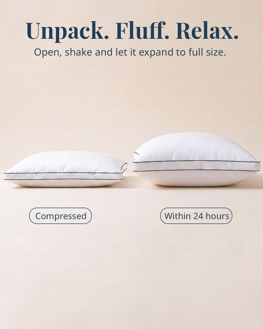 Standard Size White Bed Pillows Set of 2 T887