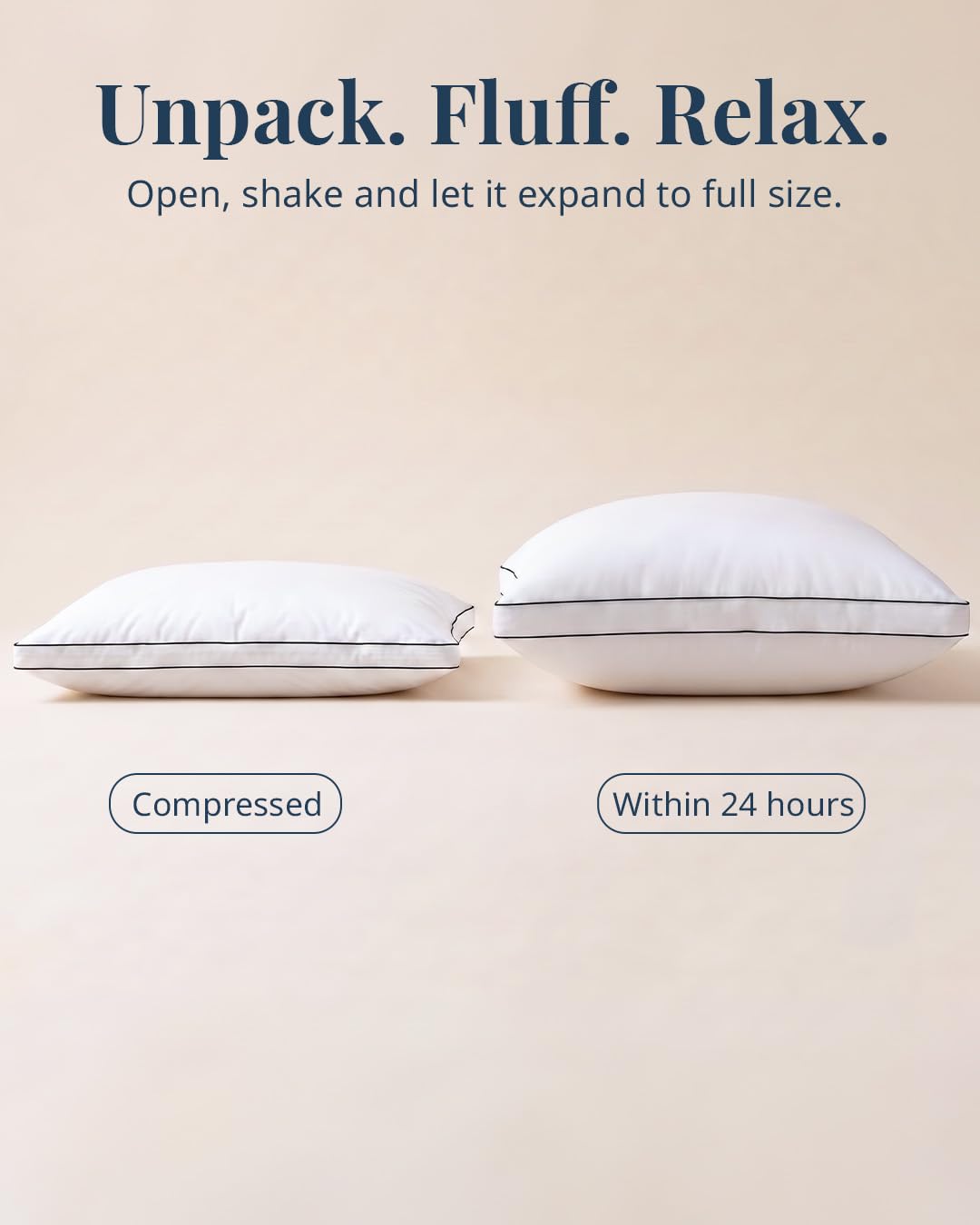 Standard Size White Bed Pillows Set of 2 T887