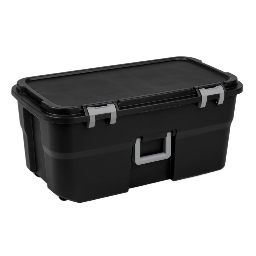 22 Gallon Black Wheeled Plastic Storage Trunk C122