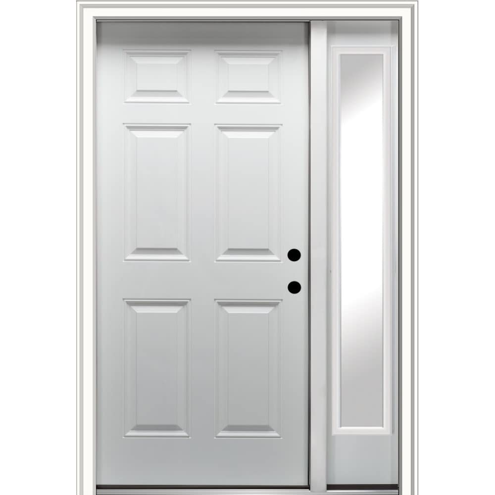 Steel Primed Left Hand In-Swing 6-Panel 36"x80" Exterior Prehung Door with 14" Sidelite C8679