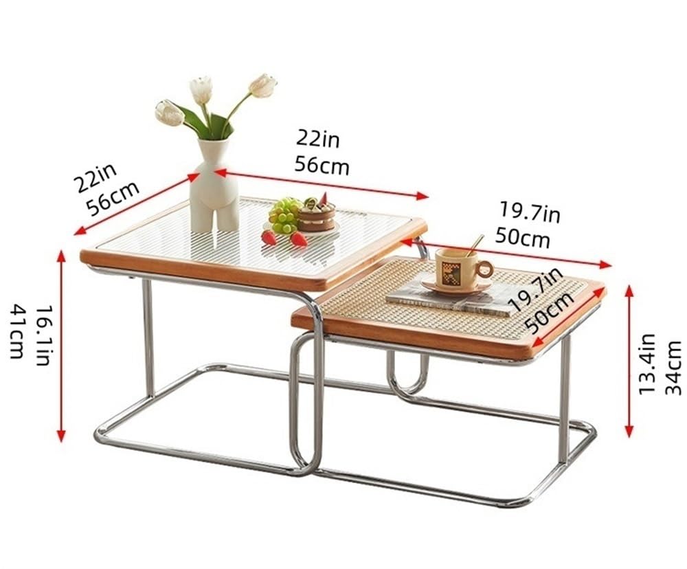 Square Coffee Table Set of 2 Rattan Y67360