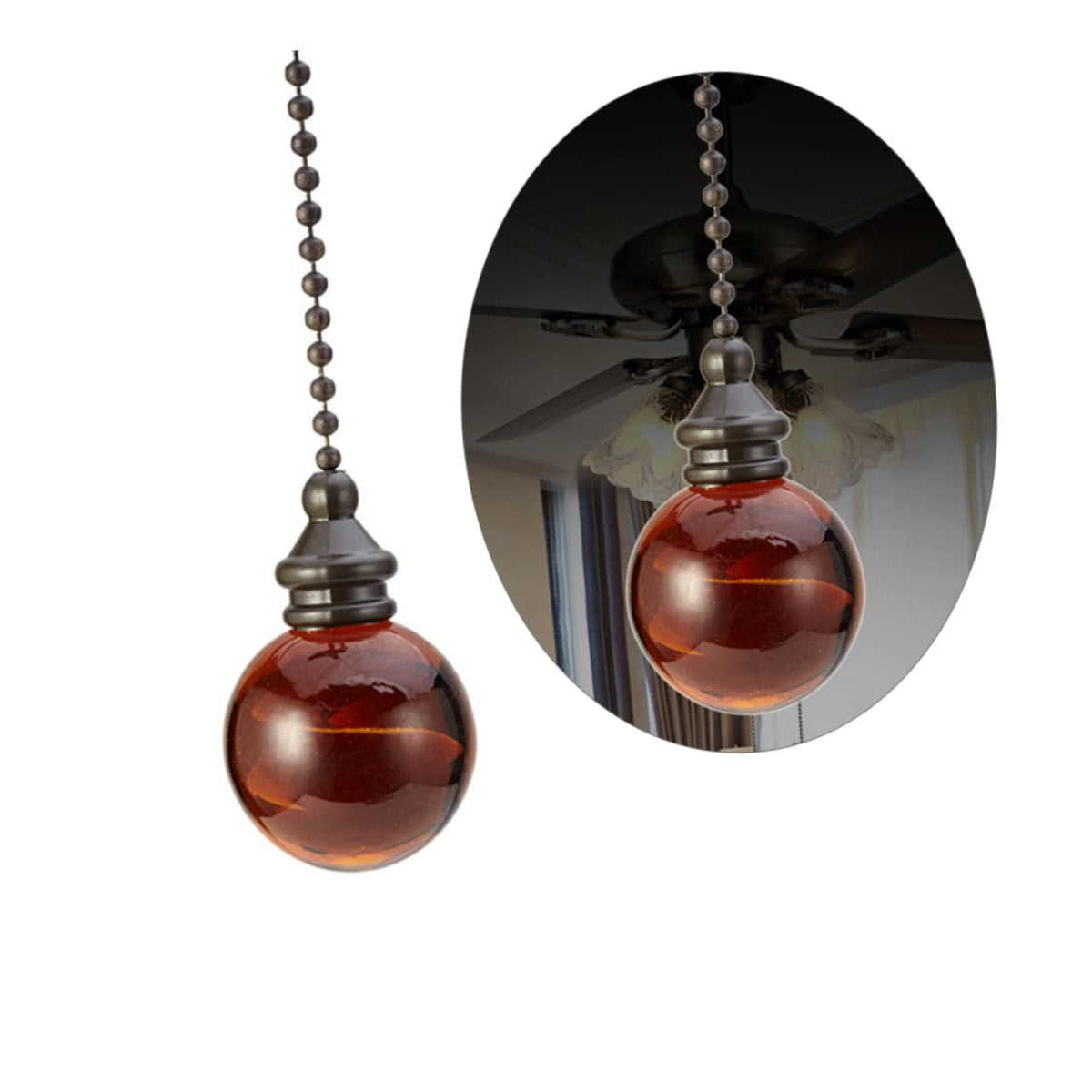 Glass Ball Chain Pendant Ornament 2 Pcs F700552