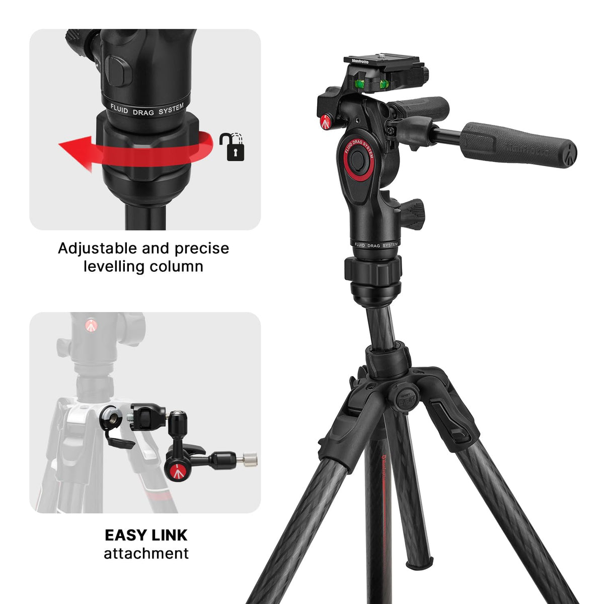 Carbon Fibre Travel Tripod Kit with 3-Way Fluid Head N108