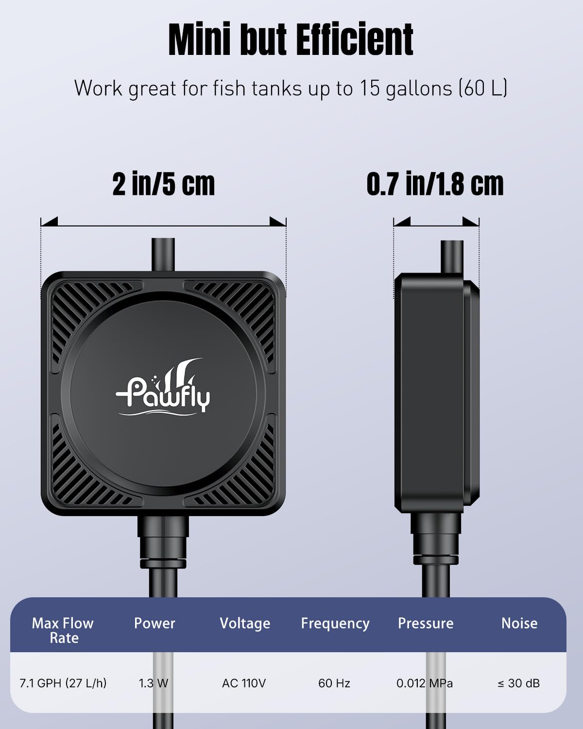 2 Gallon Ultra Clear Aquarium Starter Kit with LED Light, Air Pump, Filter W810