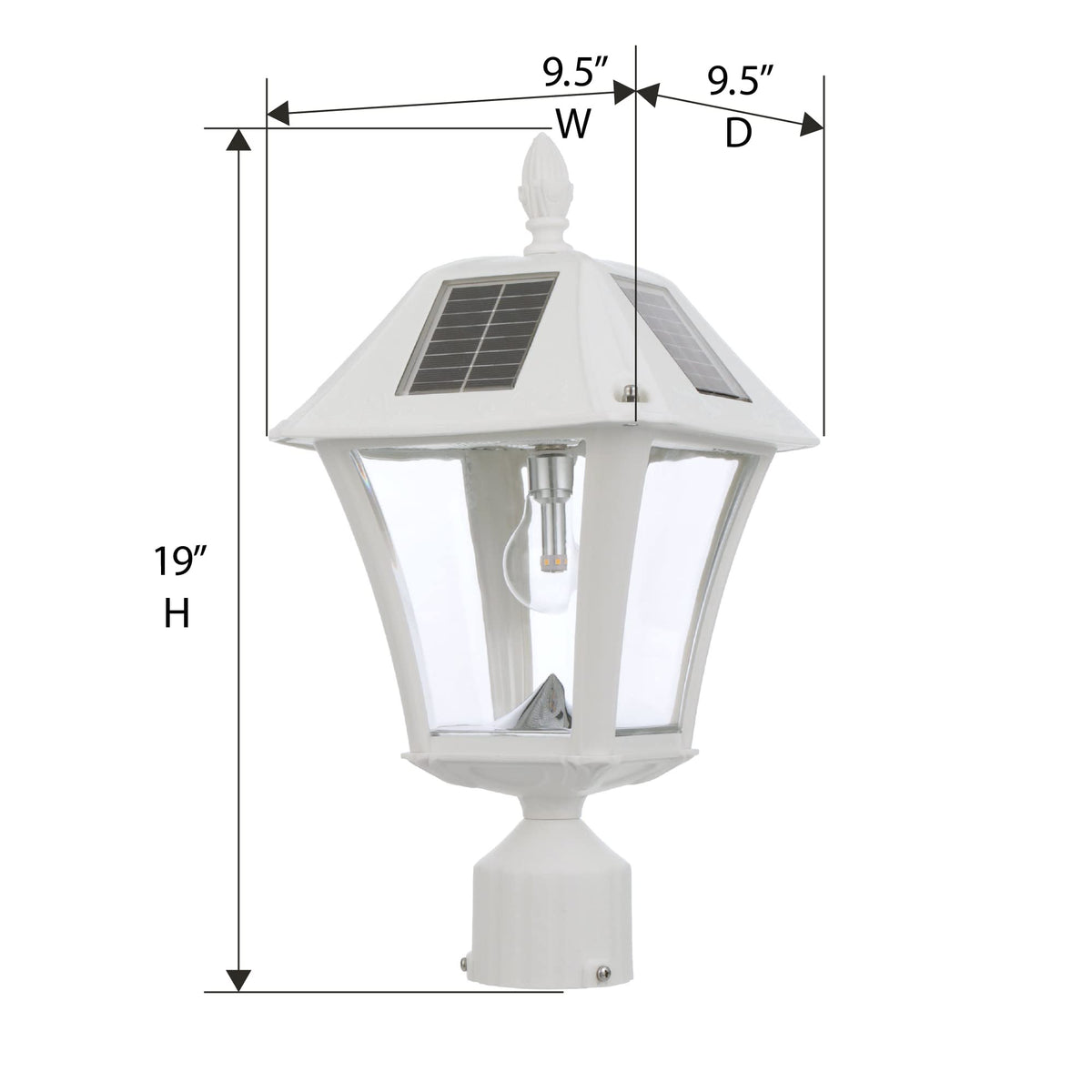 White Outdoor Solar Post Light with 3 Mounting Options T250746
