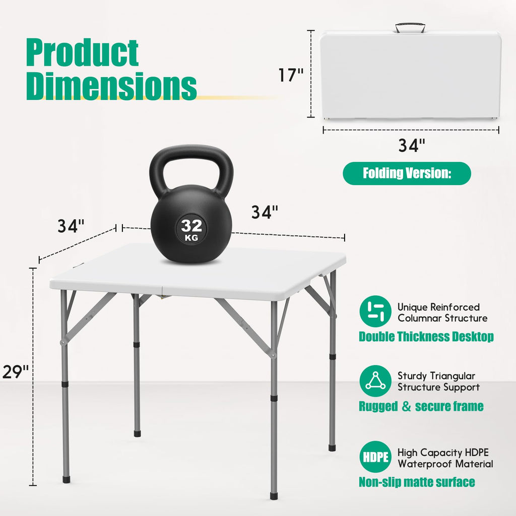 Square Folding Card Table 2 Pcs D870