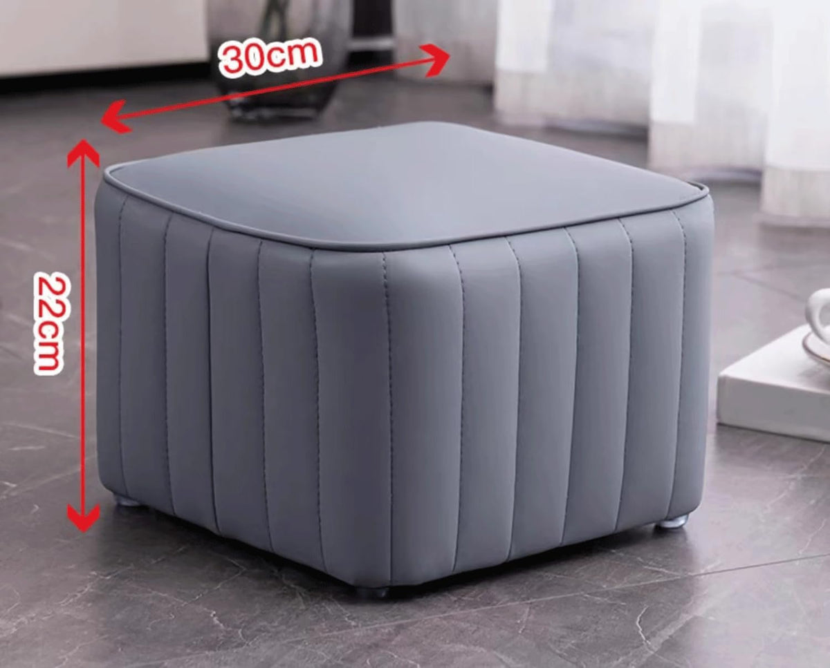 Blue Leather Ottoman S6512
