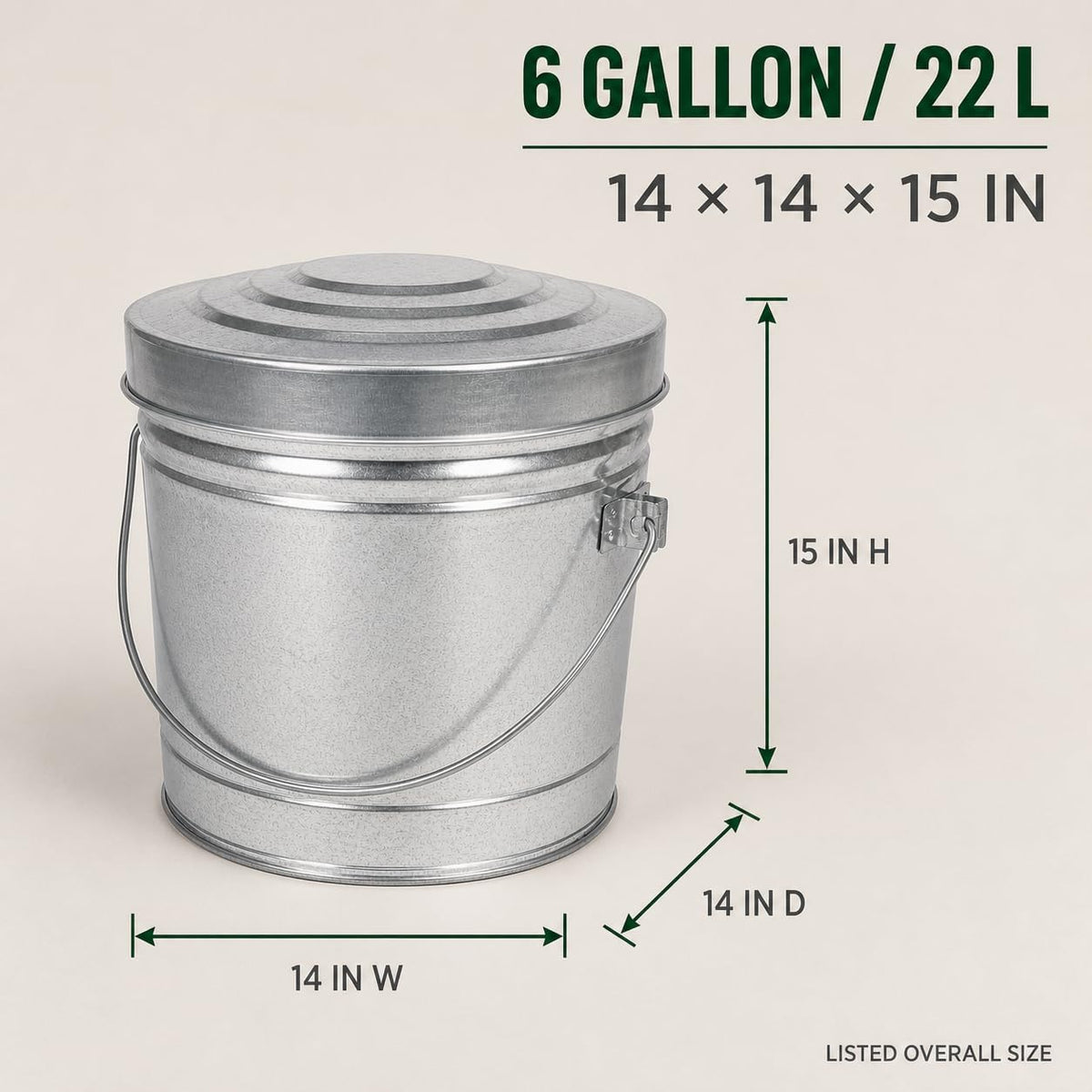 6 Gallon Galvanized Steel Can with Locking Lid V629565