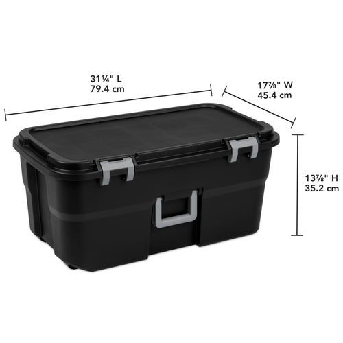 22 Gallon Black Wheeled Plastic Storage Trunk C122