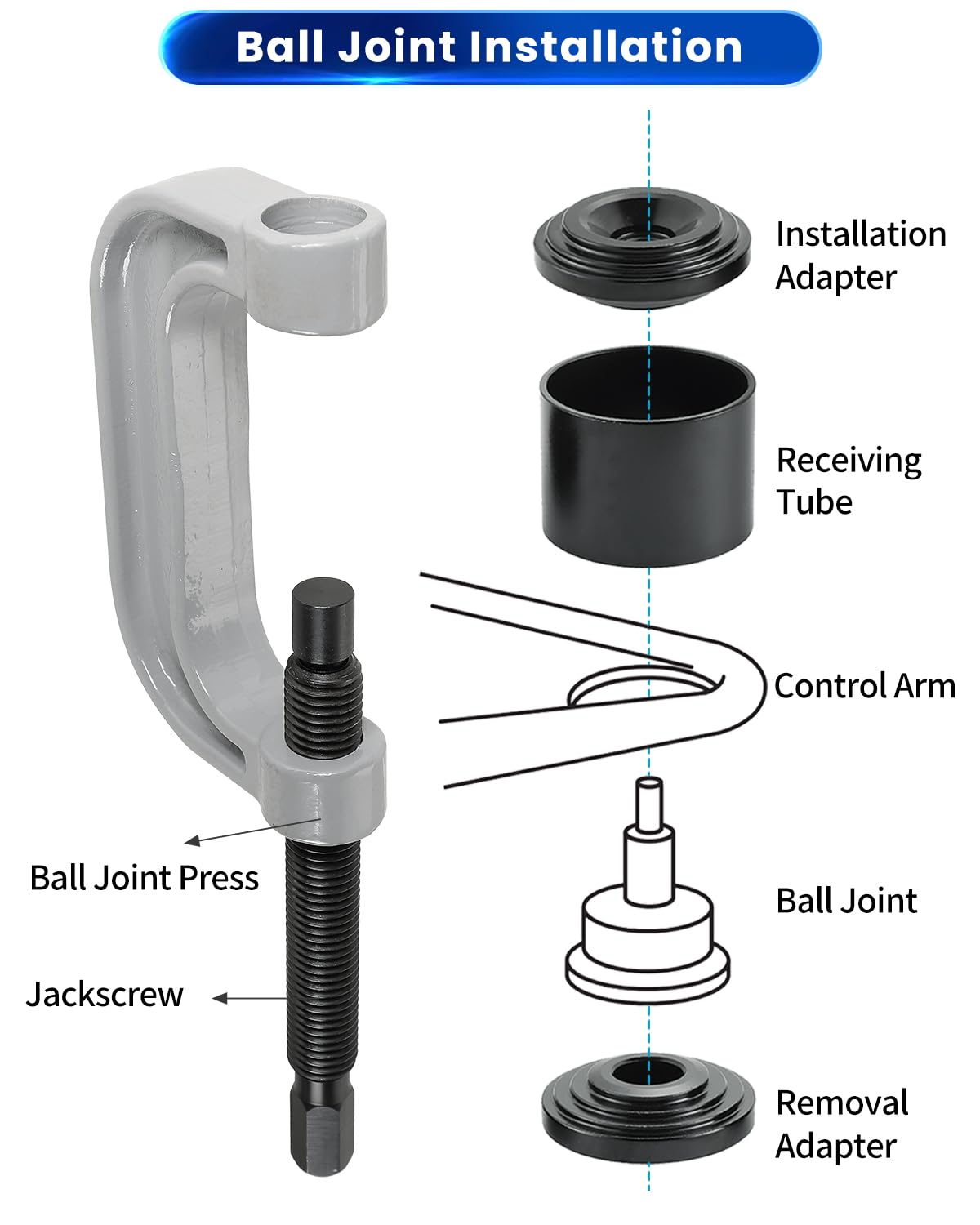 10pcs Ball Joint Press Kit U Joint Removal Tool with 4x4 Adapters J867