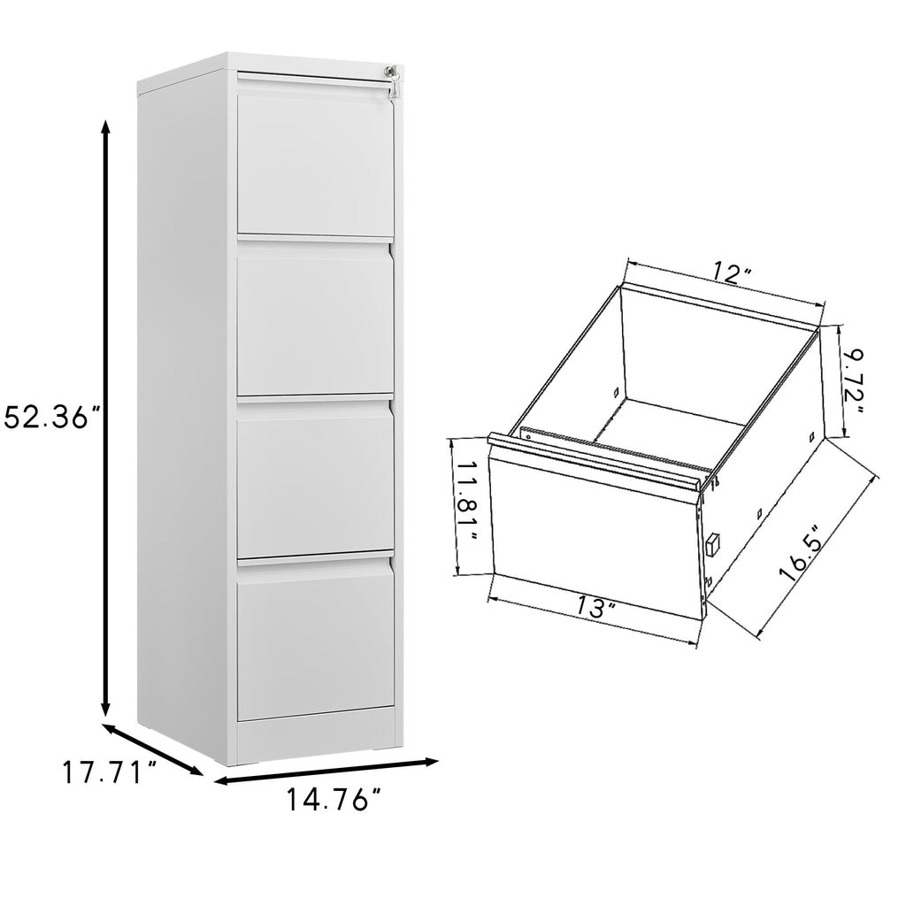 4 Drawer Vertical Metal File Cabinet with Lock P560117