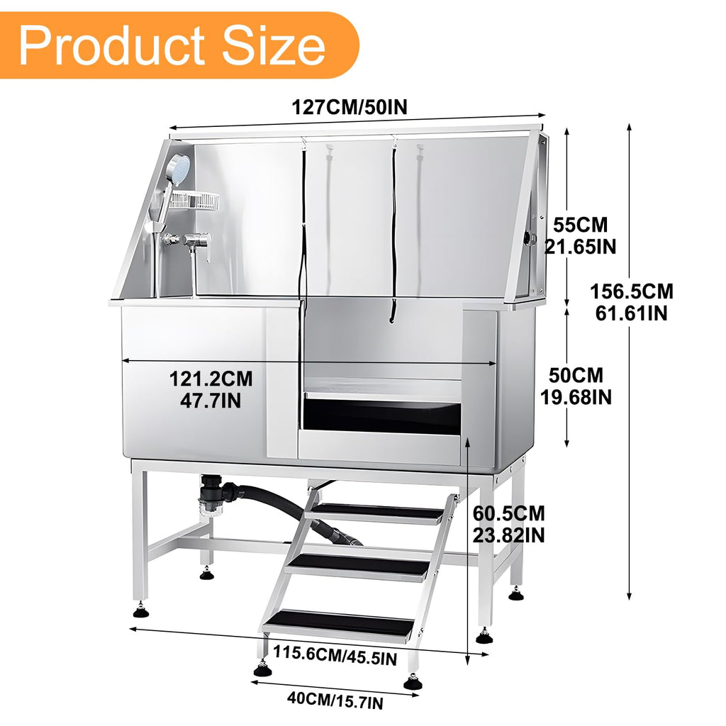 Stainless Steel Dog Washing Station with Stairs Z462
