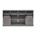 Grey Wood TV Stand with Sliding Barn Doors and 4 Drawers I7913