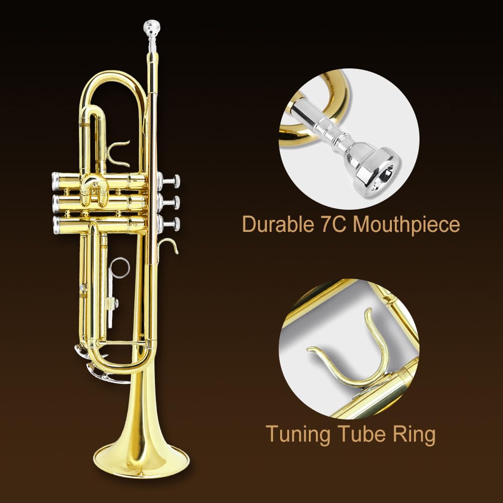 Standard Trumpet Set with Carrying Case 7C Mouthpiece Brass H2011