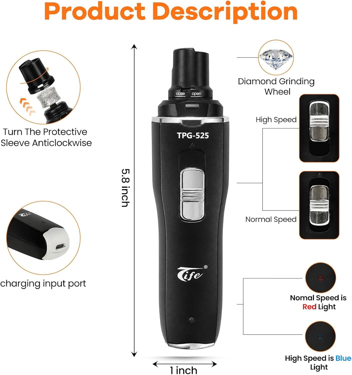 Rechargeable Electric Pet Nail Grinder F98970