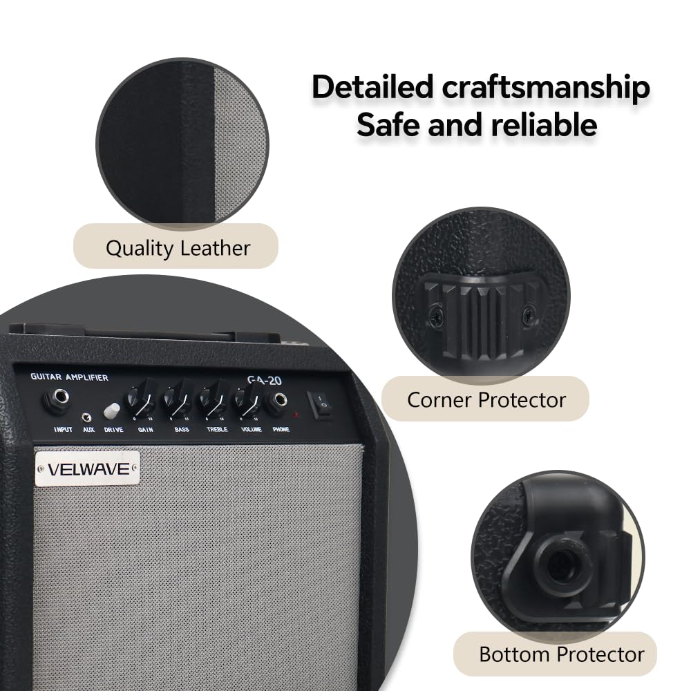 20W Black Portable Electric Guitar Amplifier O81501