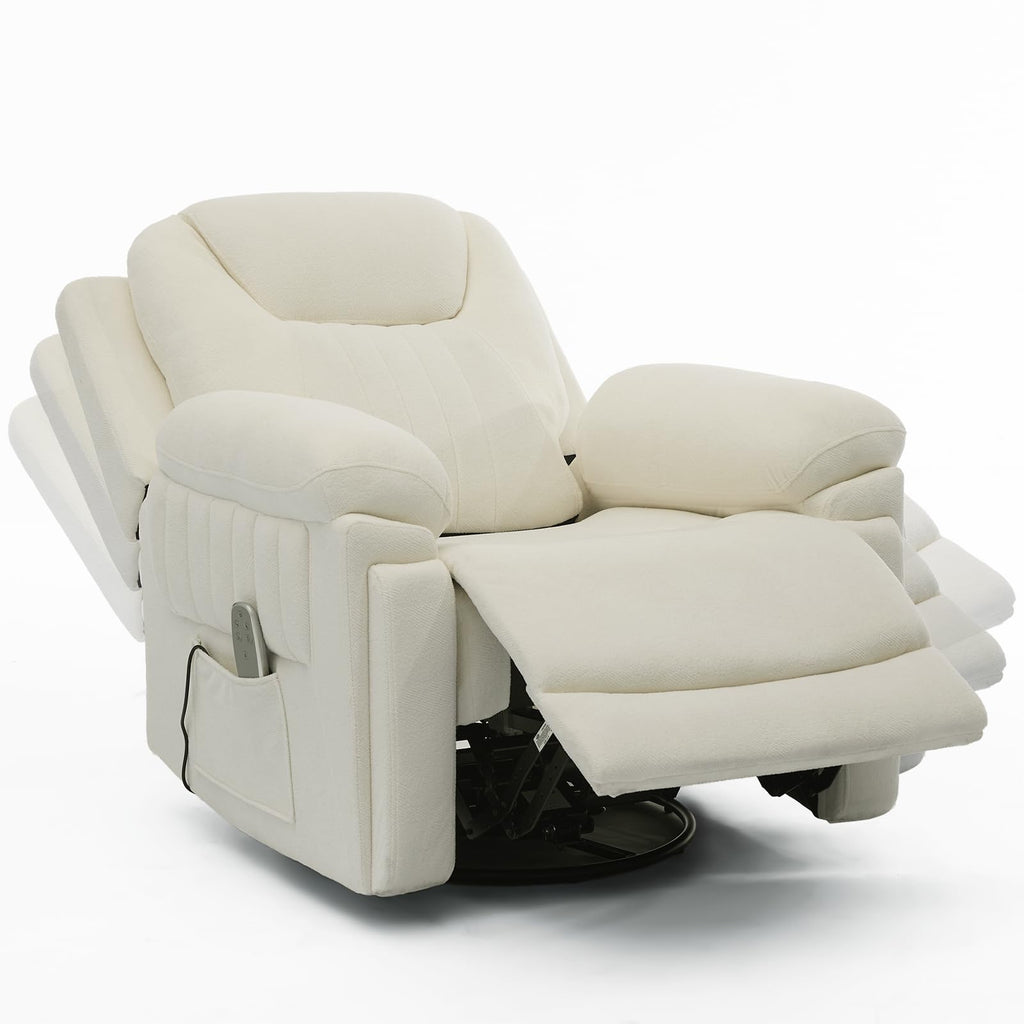 Cream White Electric Automatic Rocking Recliner Chair Y702