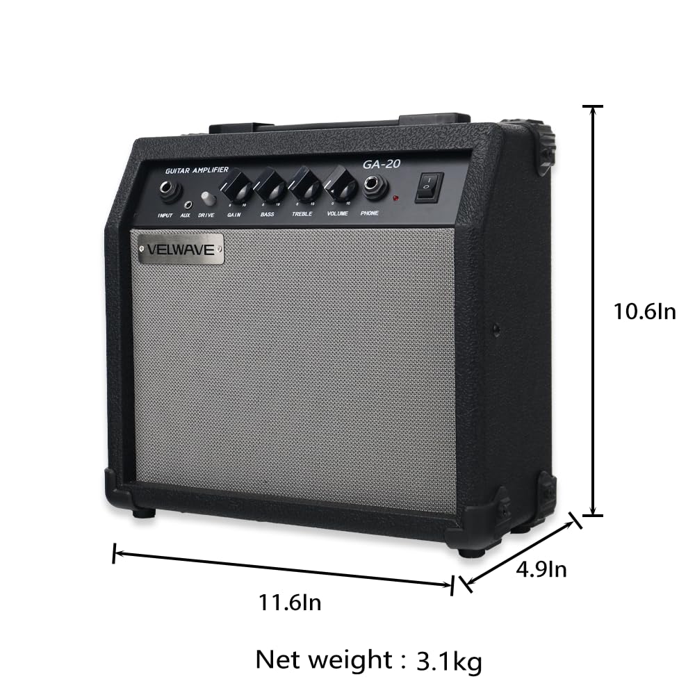 20W Black Portable Electric Guitar Amplifier O81501