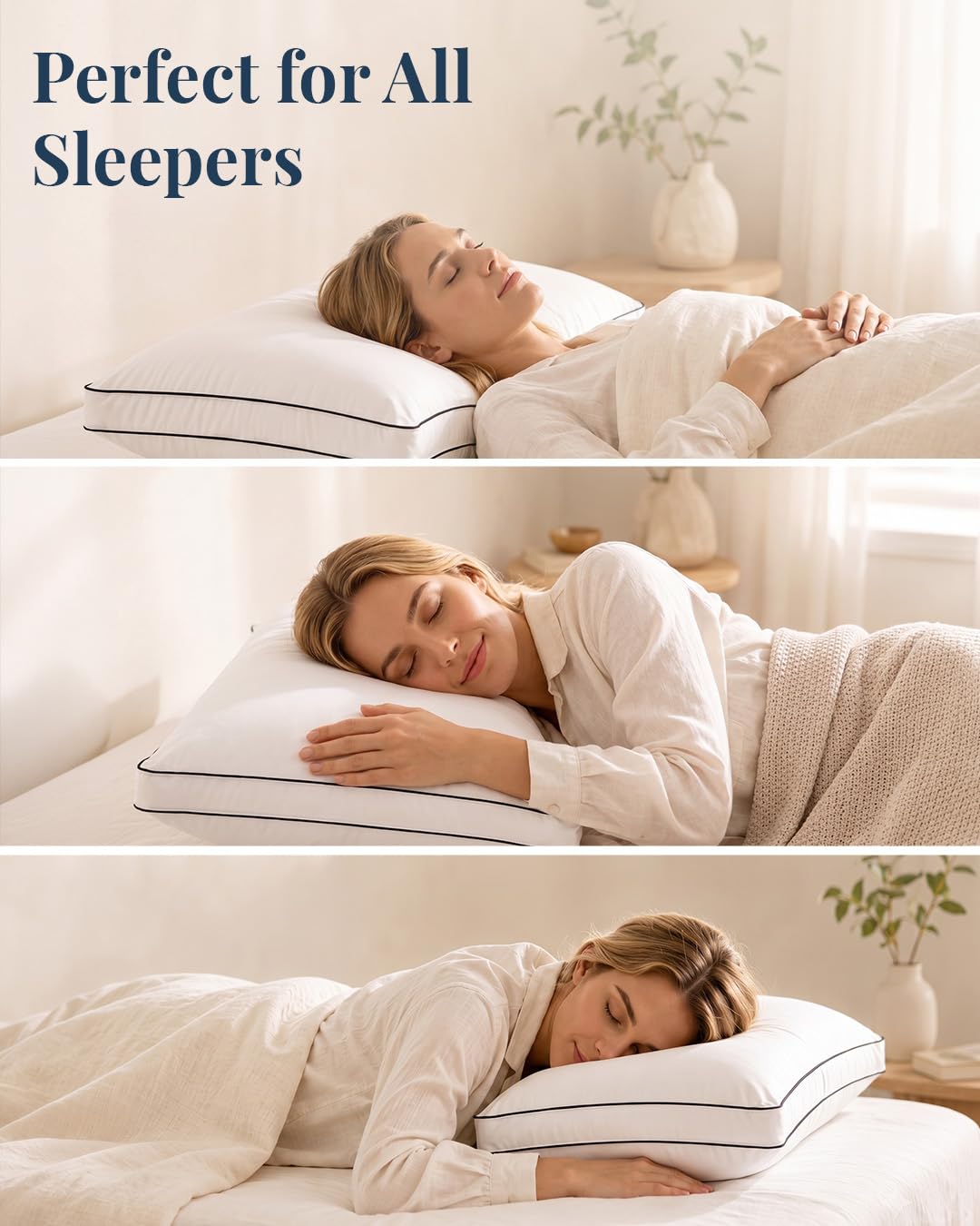 Standard Size White Bed Pillows Set of 2 T887
