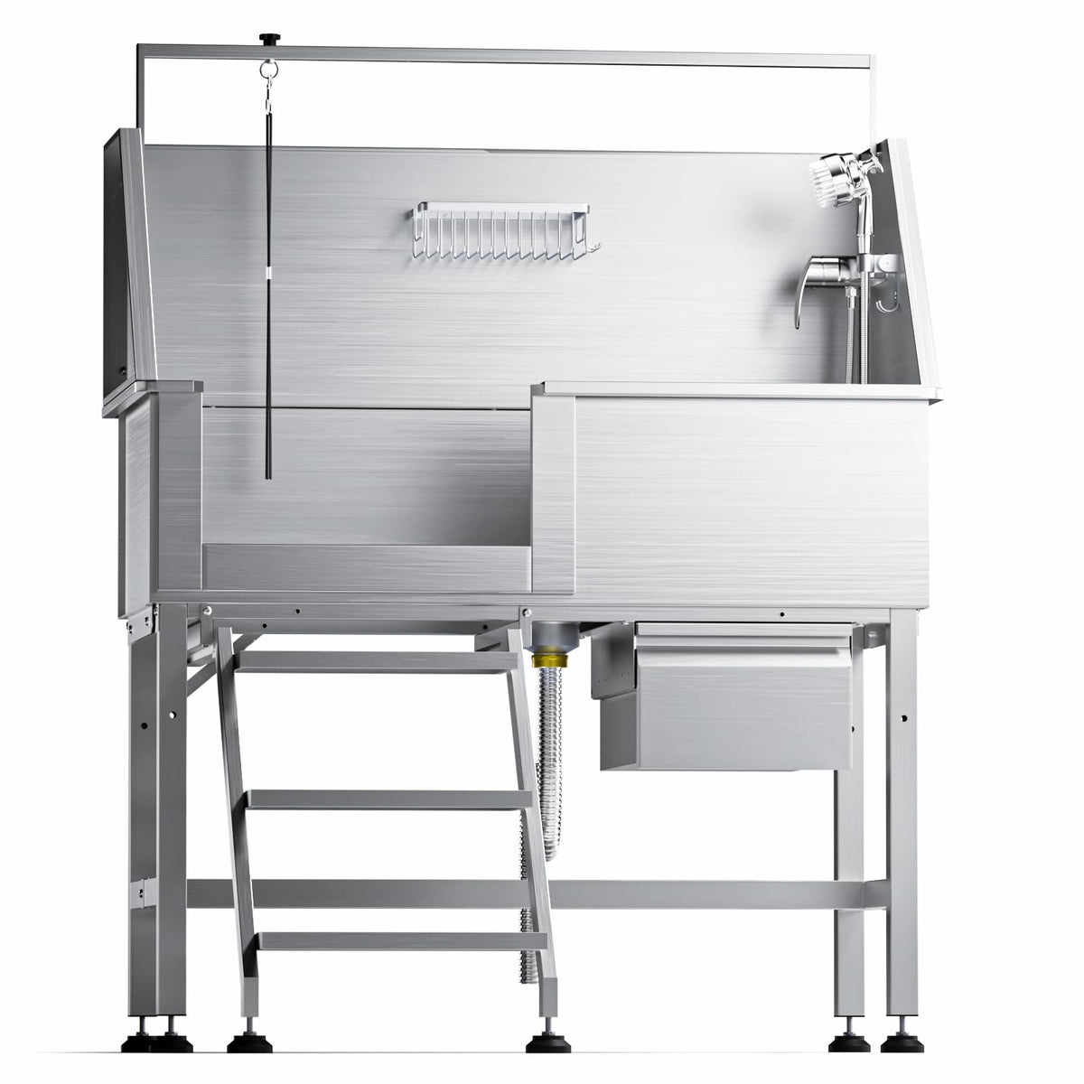 46" Stainless Steel Dog Washing Station with Removable Left Ramp & Storage Drawer B86502