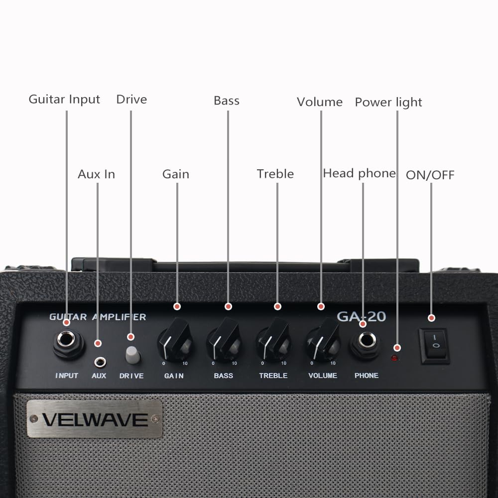 20W Black Portable Electric Guitar Amplifier O81501