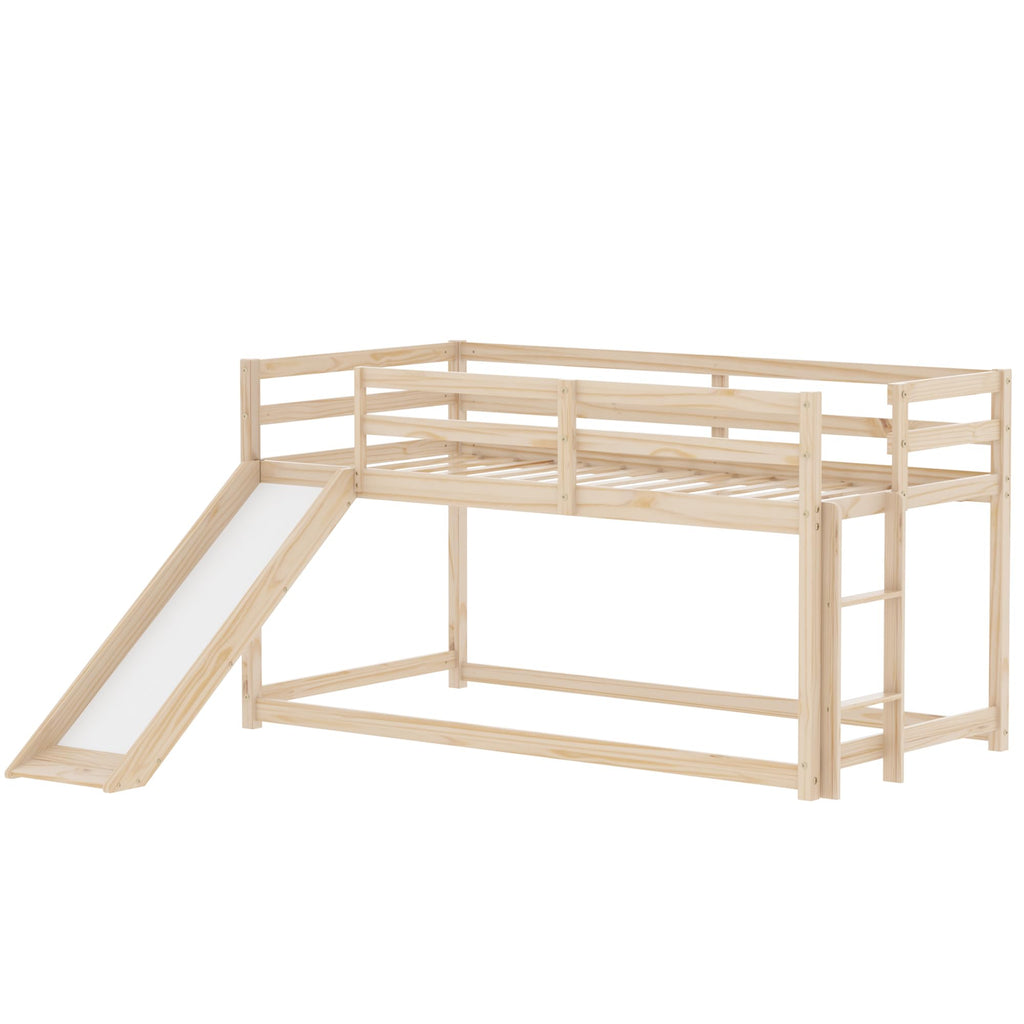 Twin Over Twin Solid Wood Bunk Bed with Slide and Ladder M967713