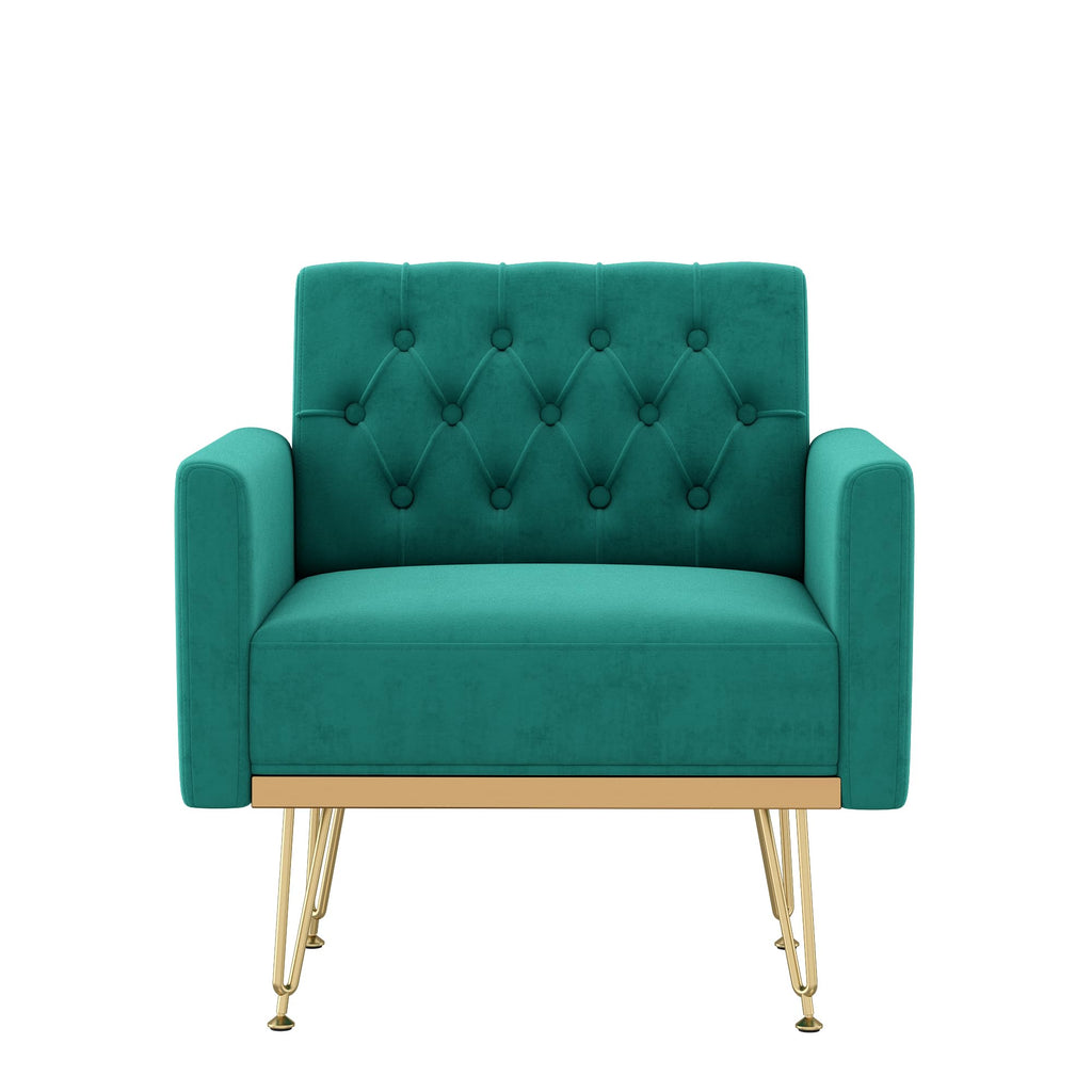 Oversized Velvet Tufted Accent Chair with Gold Legs I687656