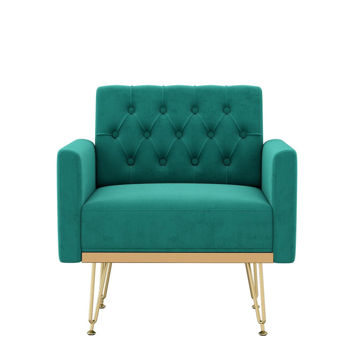 Oversized Velvet Tufted Accent Chair with Gold Legs I687656