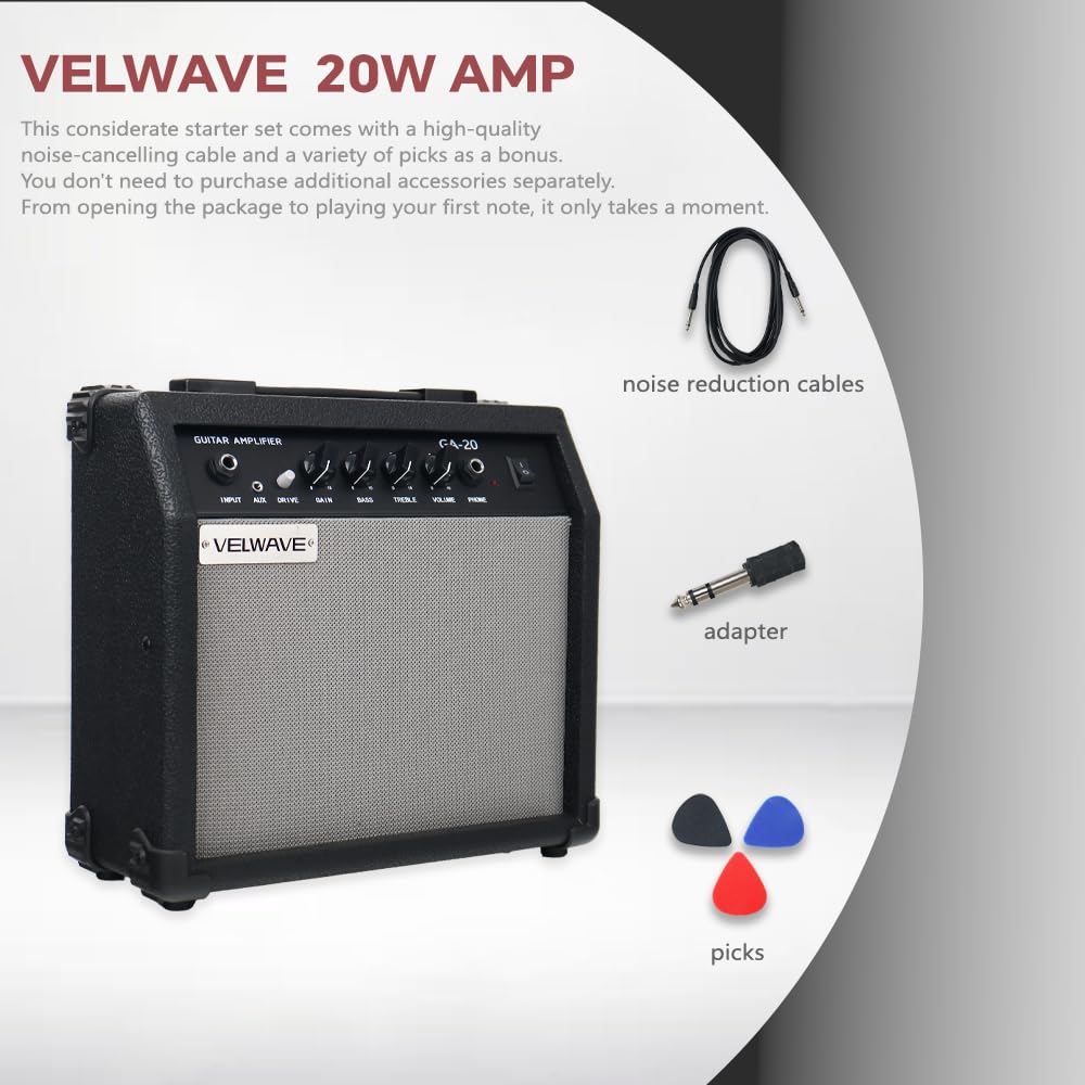 20W Black Portable Electric Guitar Amplifier O81501