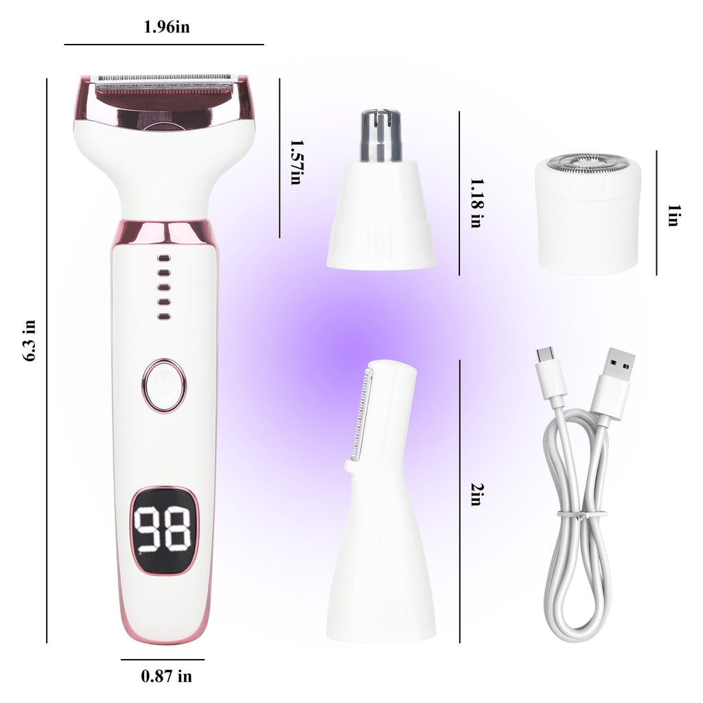 Pink White Rechargeable 4 in 1 Wet & Dry Electric Razor V5572