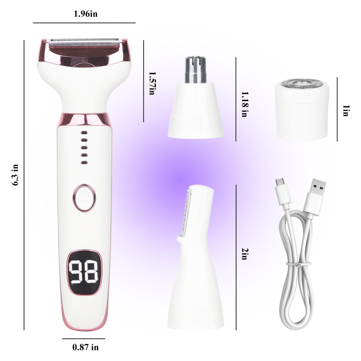 Pink White Rechargeable 4 in 1 Wet & Dry Electric Razor V5572