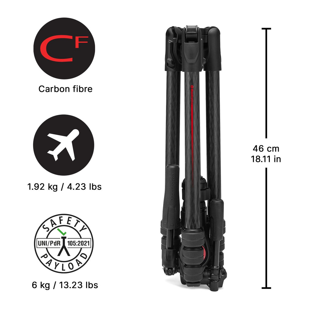 Carbon Fibre Travel Tripod Kit with 3-Way Fluid Head N108