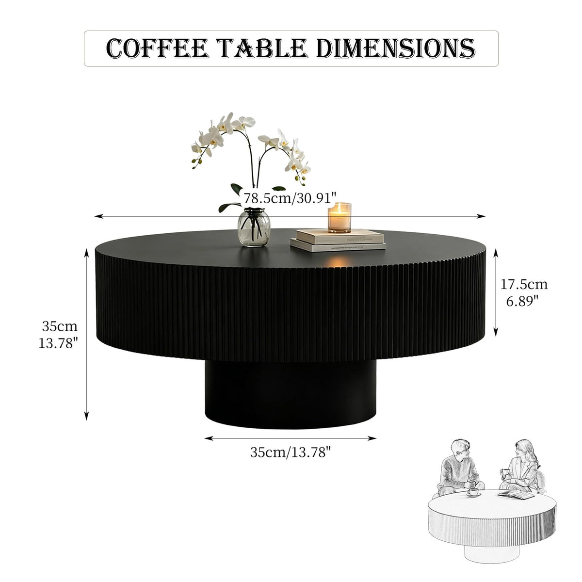 Black Round Pedestal Coffee Table W69123