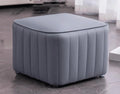 Blue Leather Ottoman S6512
