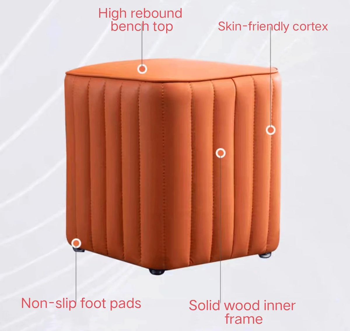 Blue Leather Ottoman S6512