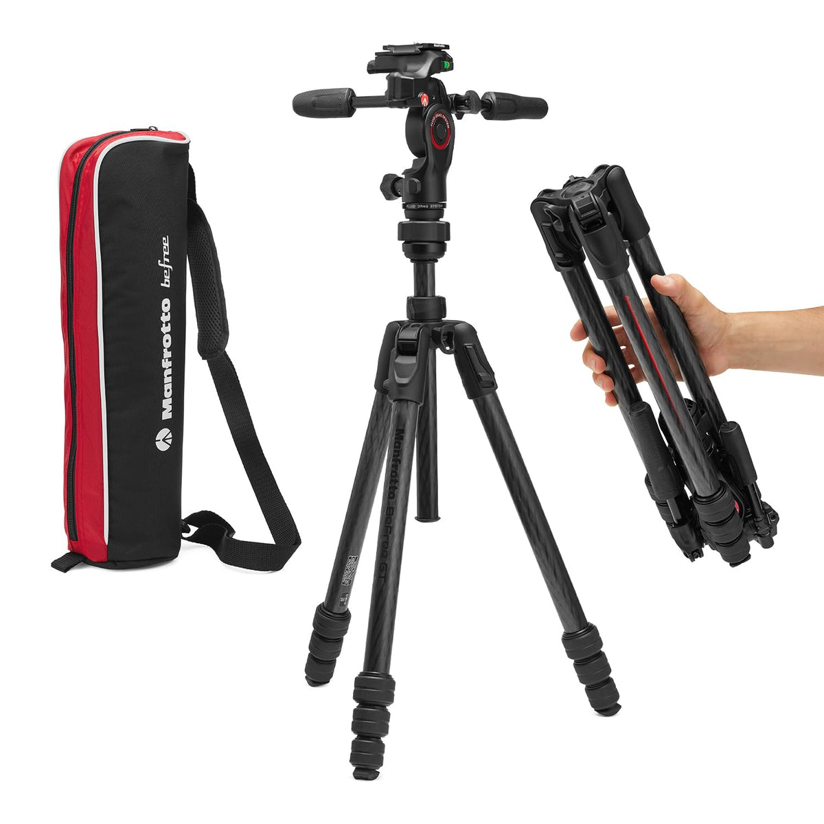 Carbon Fibre Travel Tripod Kit with 3-Way Fluid Head N108