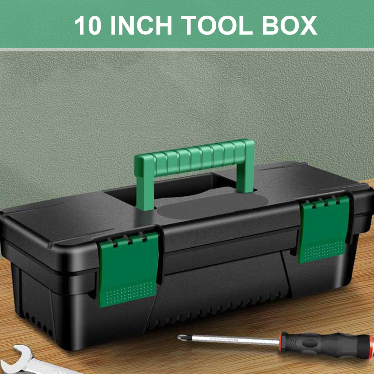 10-inch Plastic Tool Box with Handle and Removable Tray B13379