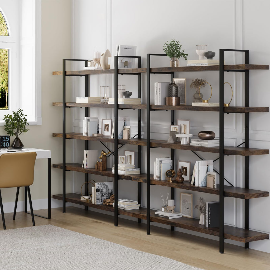 5 Tier Rustic Open Bookshelf I368280