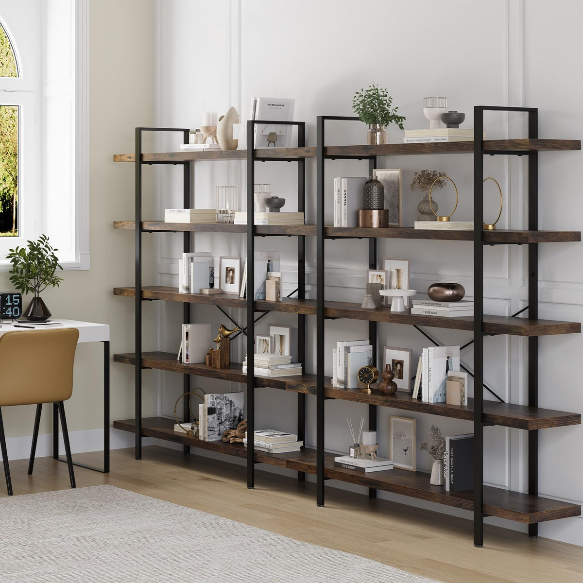 5 Tier Rustic Open Bookshelf I368280