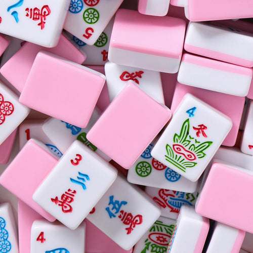 166 Pink Mahjong Set with Bag and 4 Racks T934639