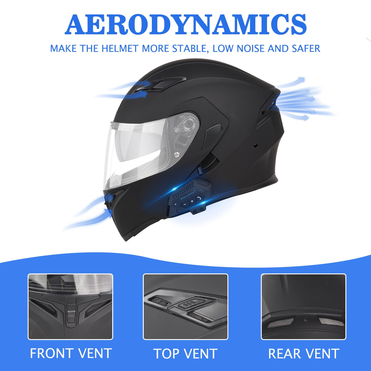 Bluetooth Modular Motorcycle Helmet DOT Approved Dual Visor H69558