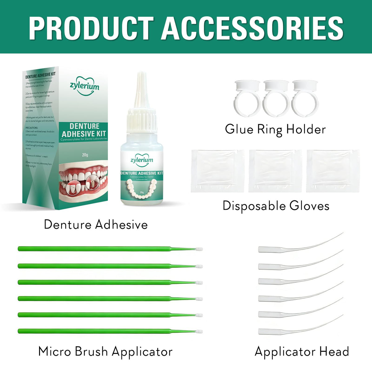 Denture Repair Kit Dental Glue 0.7OZ U3962
