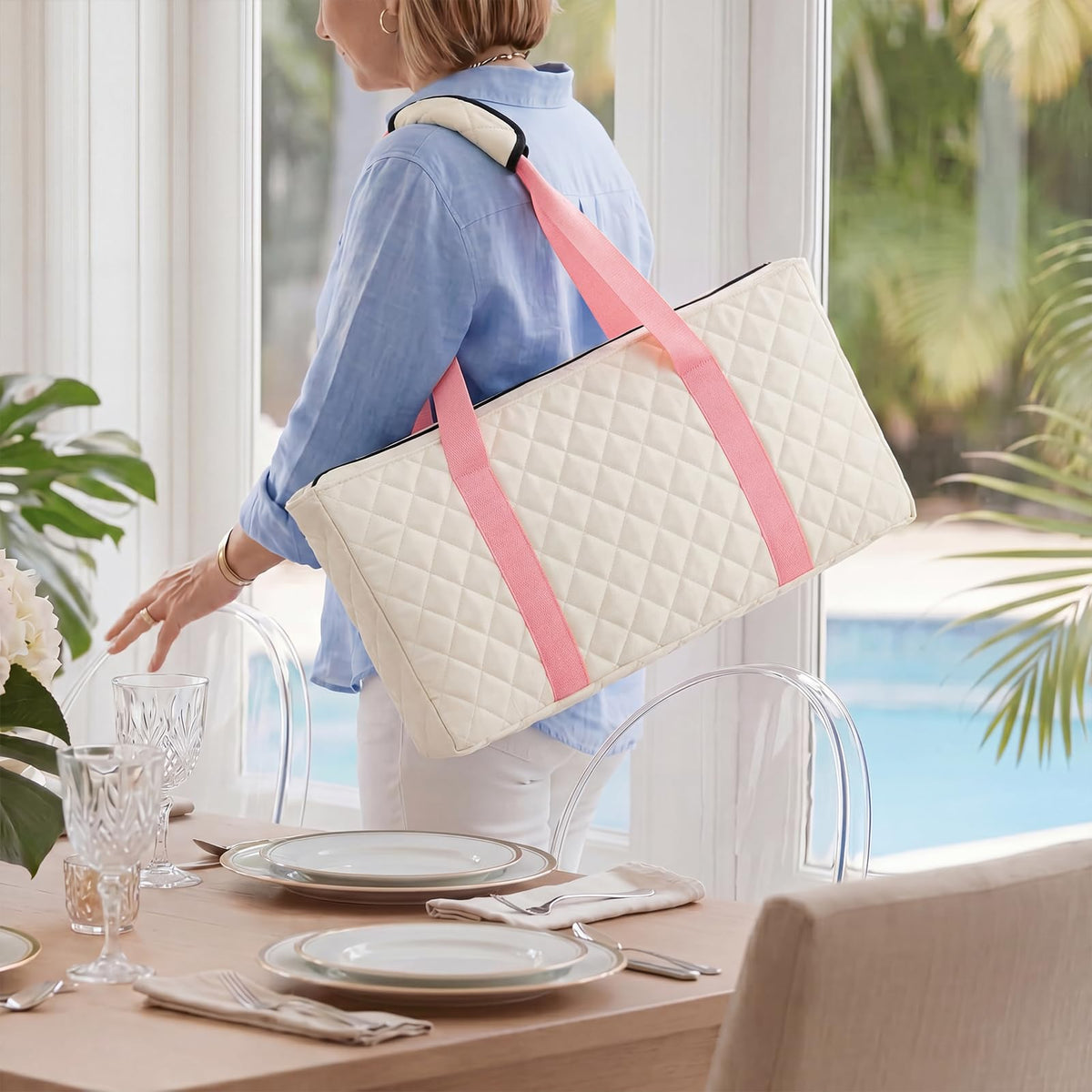 166 Pink Mahjong Set with Bag and 4 Racks T934639