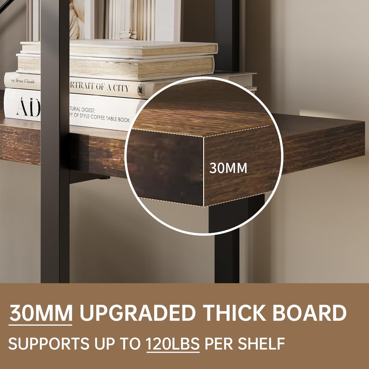 5 Tier Rustic Open Bookshelf I368280