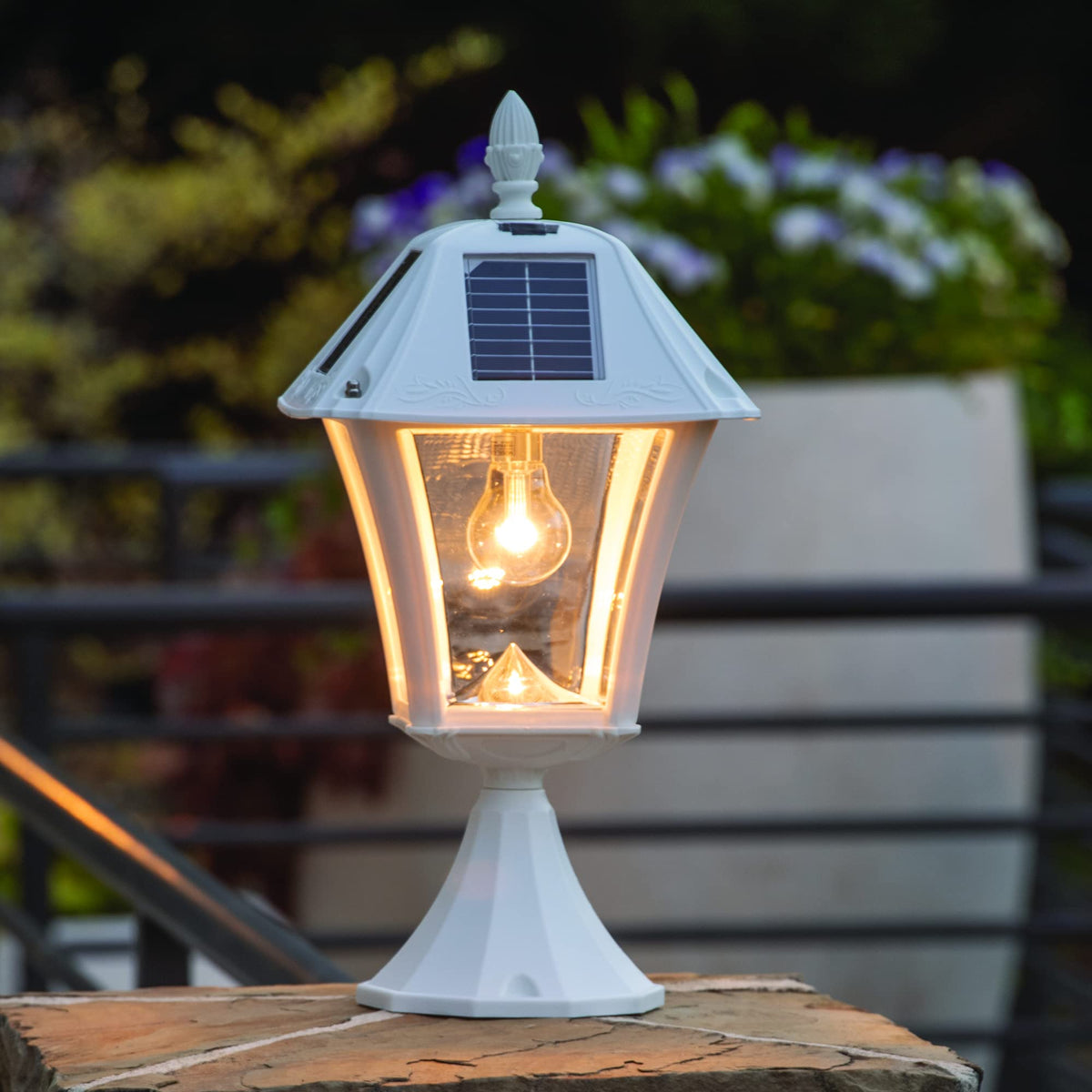 White Outdoor Solar Post Light with 3 Mounting Options T250746