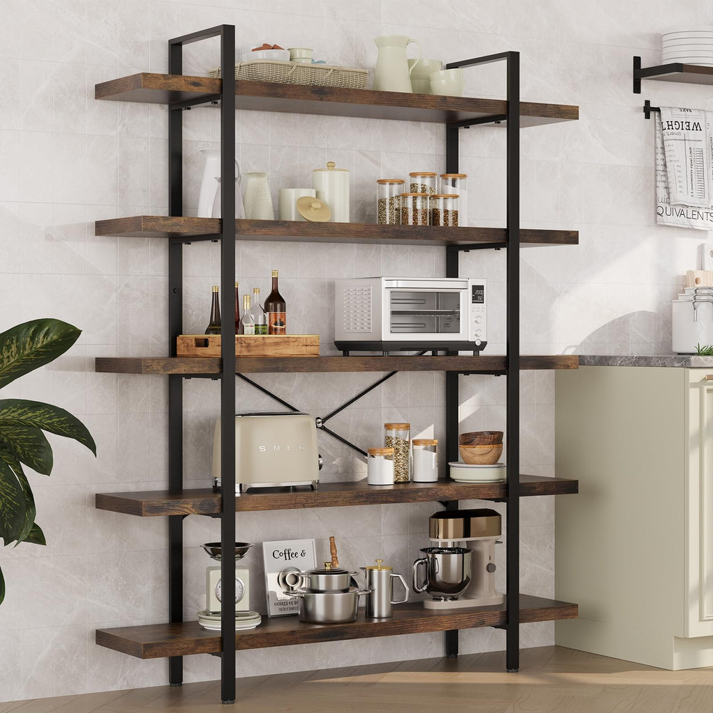 5 Tier Rustic Open Bookshelf I368280