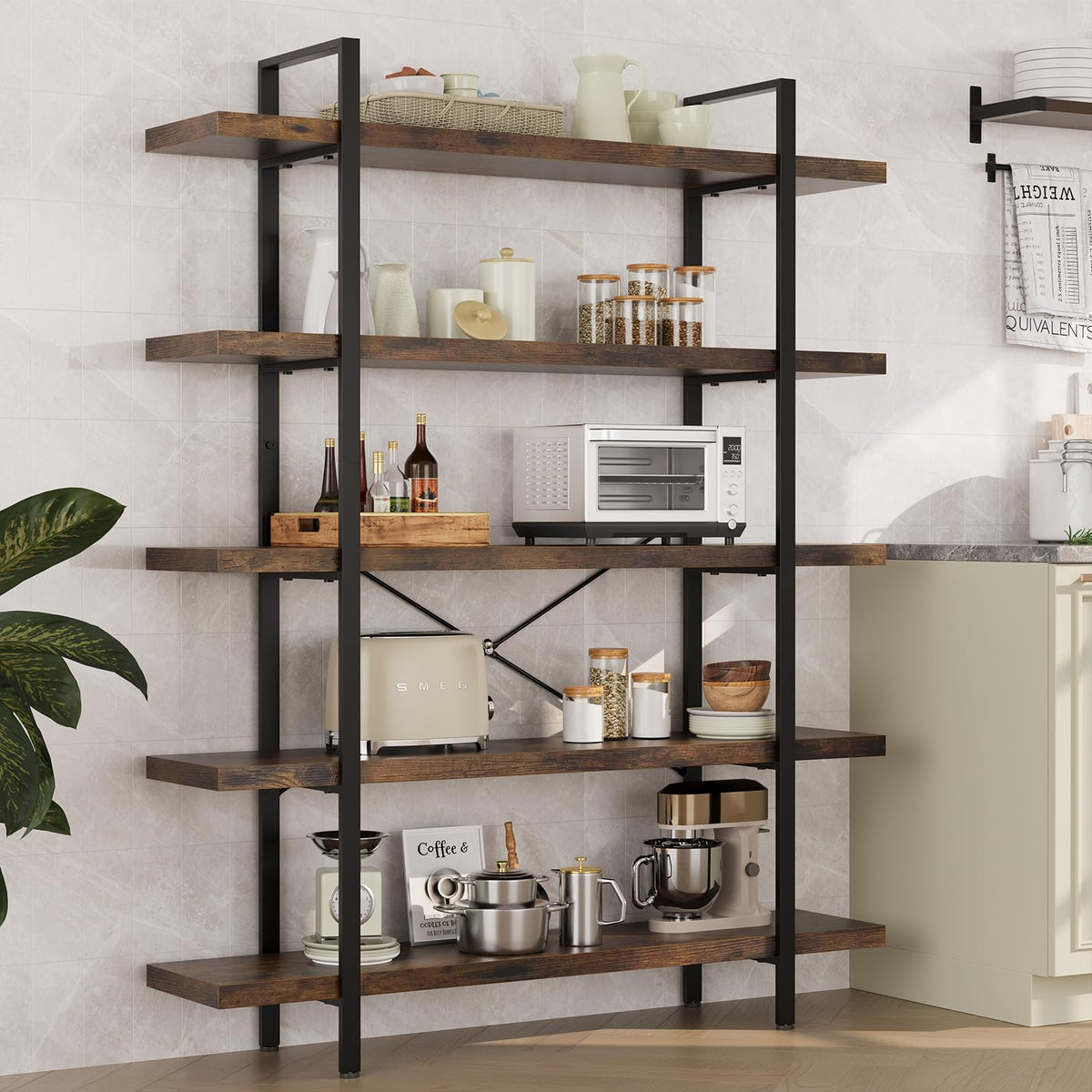 5 Tier Rustic Open Bookshelf I368280