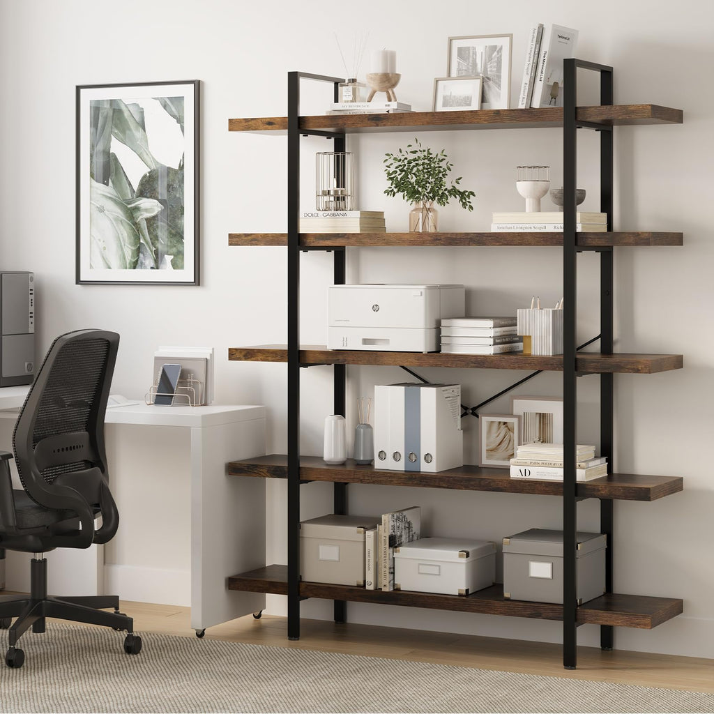 5 Tier Rustic Open Bookshelf I368280