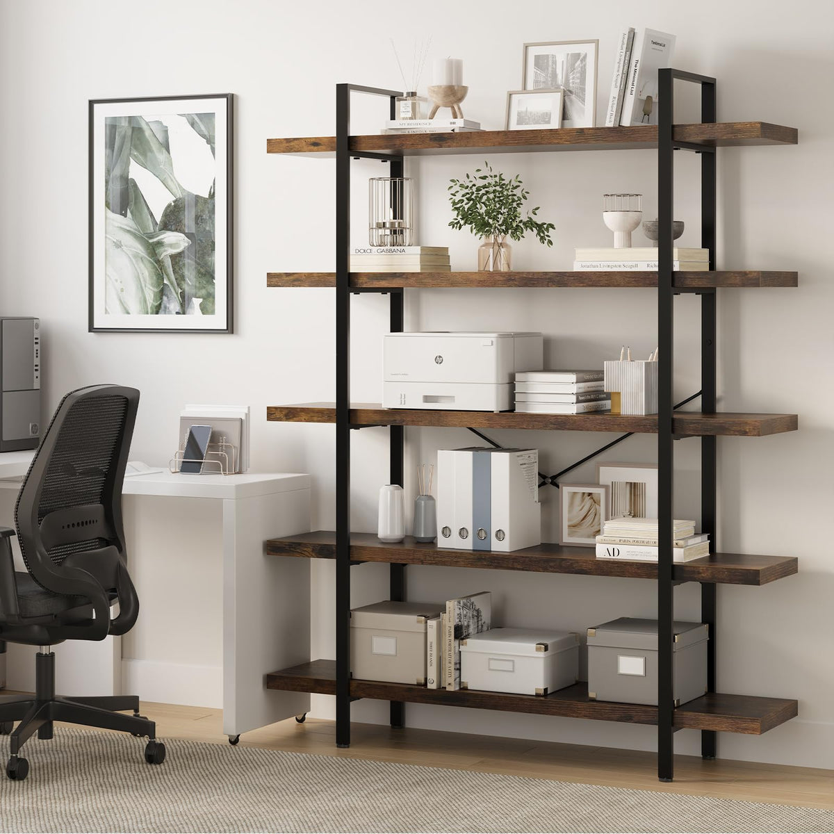 5 Tier Rustic Open Bookshelf I368280